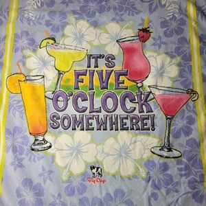 Vtg It's 5‎ O'Clock Somewhere Big Dogs Beach Towel Pool  30x54 Margartiville
